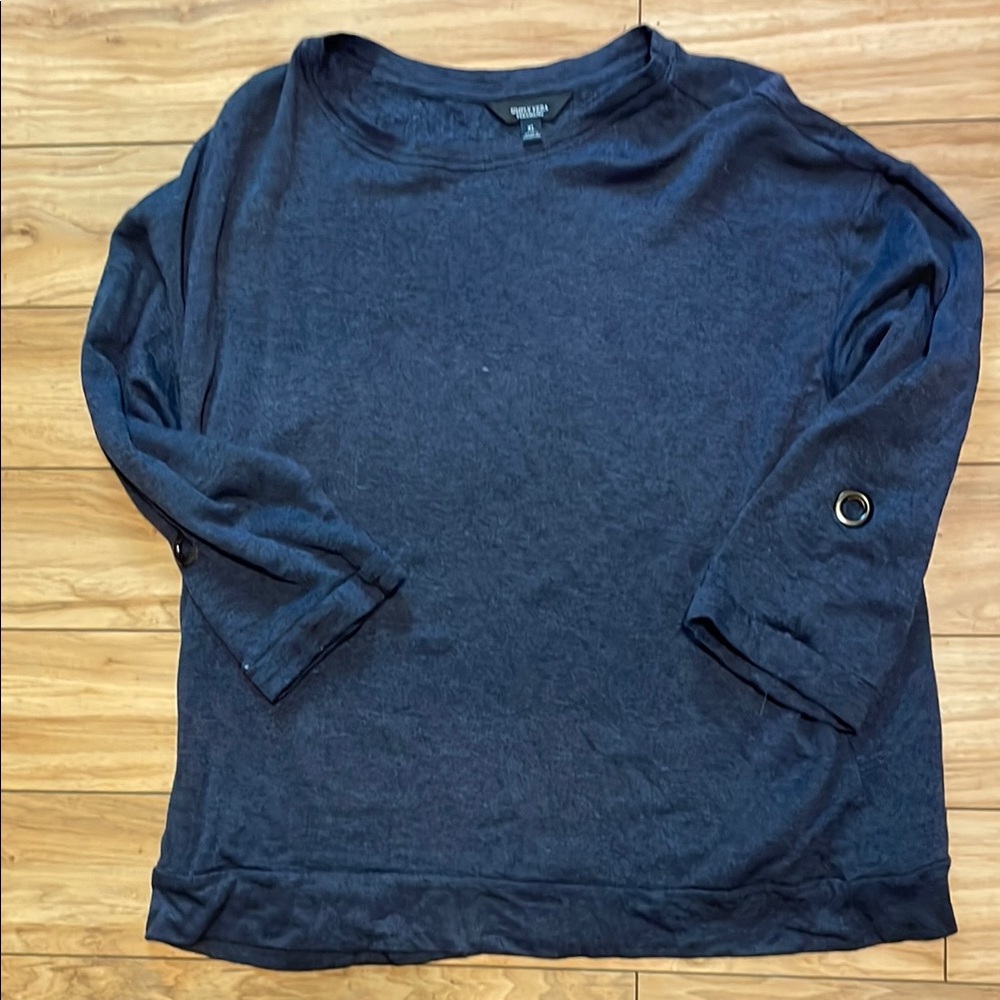Vera Wang Navy Blue Long Sleeve Top